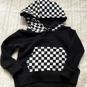 Little Bum Bums - Black and White checkered hoodie - Size: 0-3 months